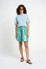 Jupe Lamba jacquard motif tropical bleu vert