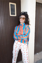 Chemise oversize Francesca Bleue et Rouge