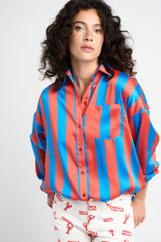 Chemise oversize Francesca Bleue et Rouge