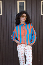 Chemise oversize Francesca Bleue et Rouge