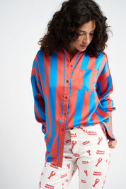 Chemise oversize Francesca Bleue et Rouge