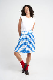 Jupe Lamba bleue et blanche