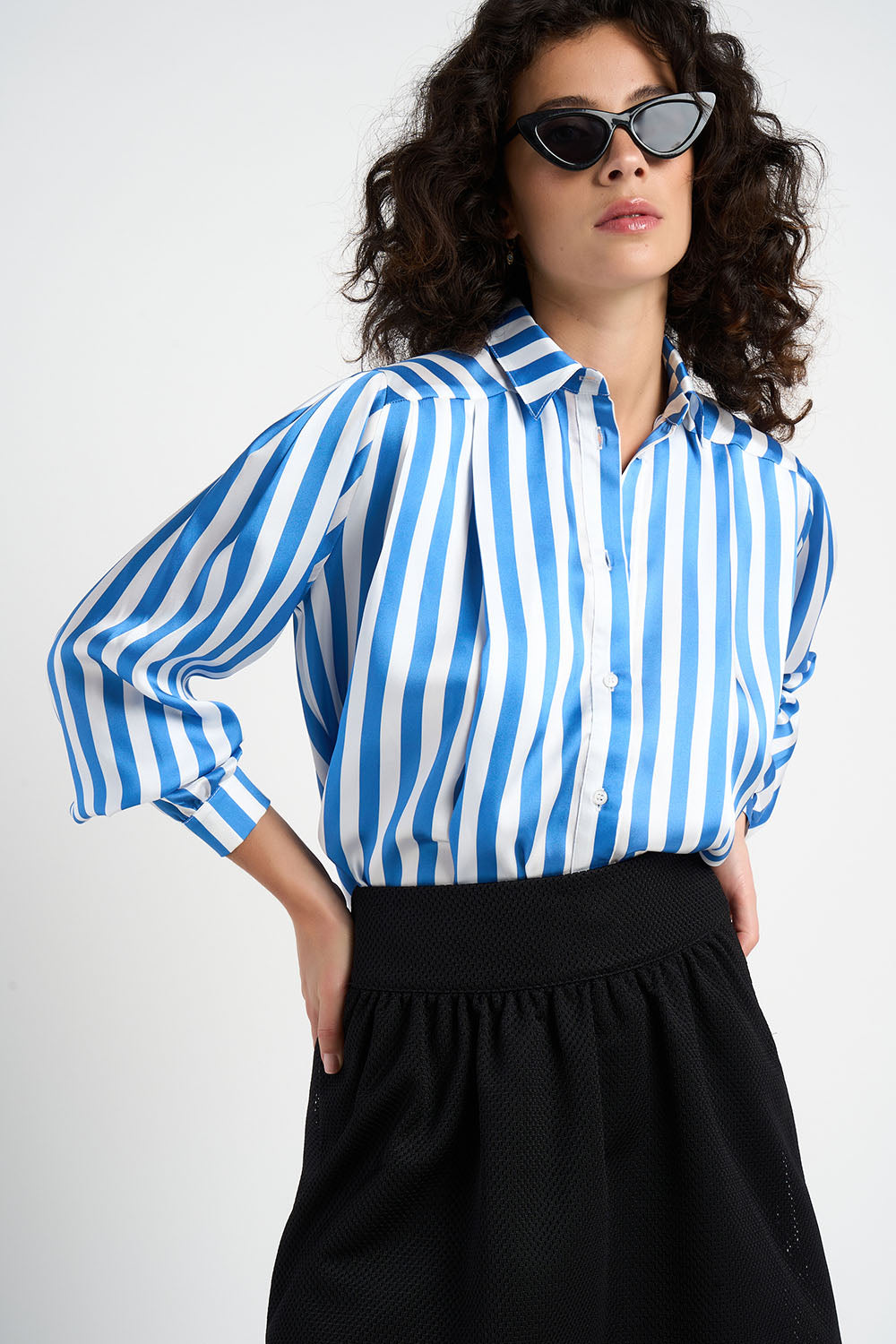 Chemise Carrie rayée blanche et bleue