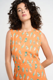 Robe sans manche à volants en coton Star orange à motifs coquillages