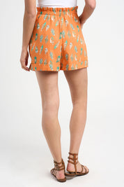 Short Nils orange à motifs coquillages