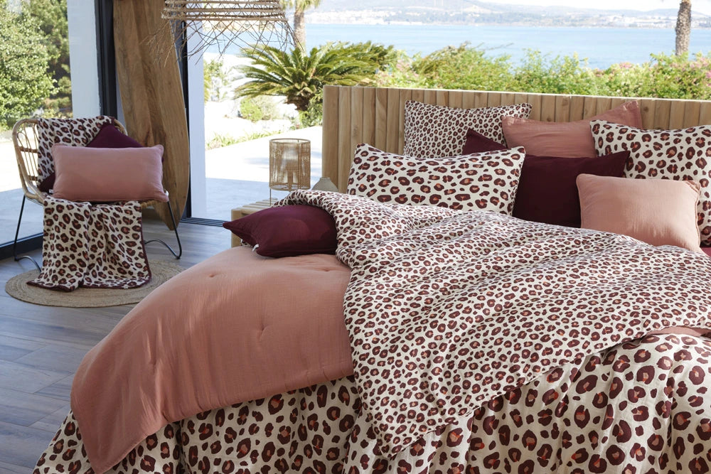 Taie d'oreiller 60 x 60 cm Gaze de coton imprimée MONTAUK Rose
