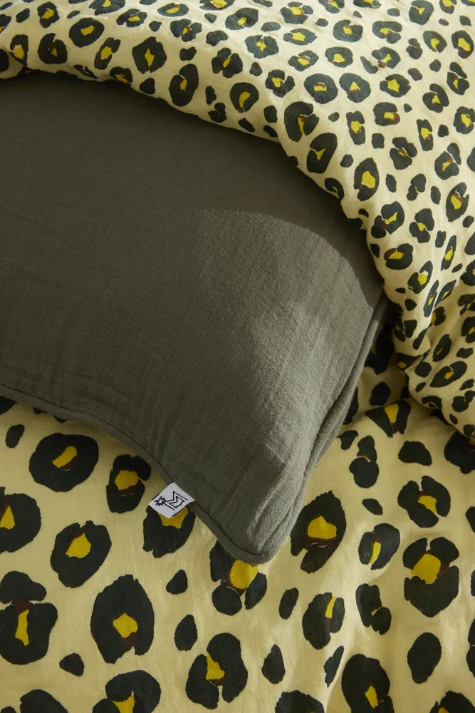 Housse de couette 260 x 240 cm Gaze de coton imprimée MONTAUK Jaune