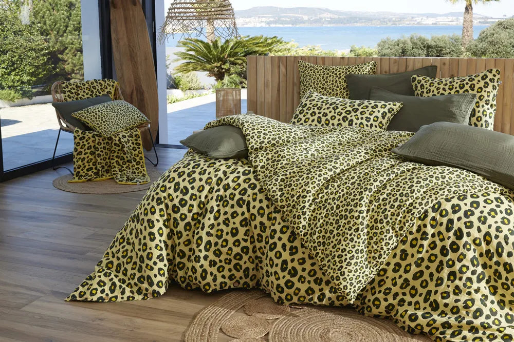 Taie d'oreiller 50 x 70 cm Gaze de coton imprimée MONTAUK Jaune