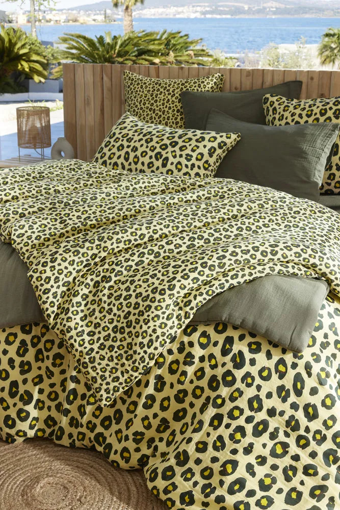 Taie d'oreiller 50 x 70 cm Gaze de coton imprimée MONTAUK Jaune