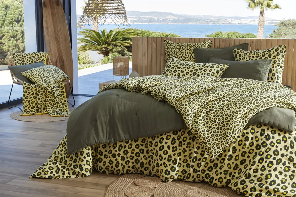 Housse de couette 260 x 240 cm Gaze de coton imprimée MONTAUK Jaune