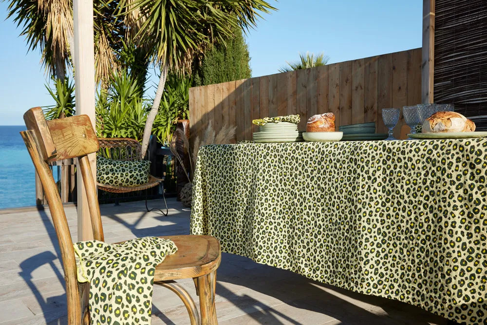 Nappe rectangle 150 x 250 cm Gaze de coton imprimée MONTAUK Jaune