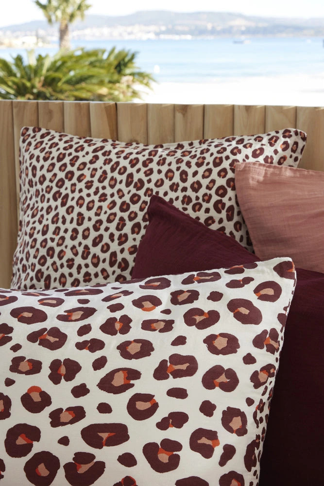 Taie d'oreiller 60 x 60 cm Gaze de coton imprimée MONTAUK Rose