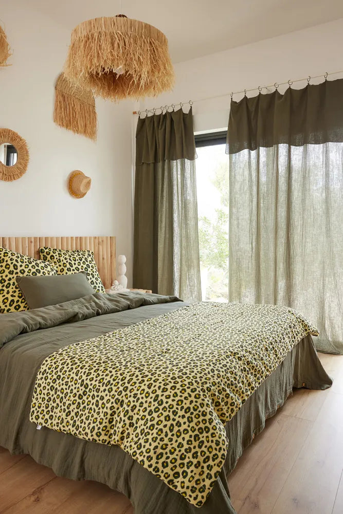 Taie d'oreiller 50 x 70 cm Gaze de coton imprimée MONTAUK Jaune