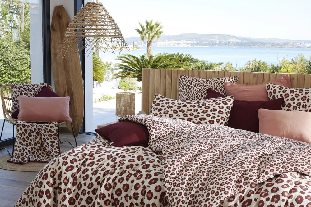 Taie d'oreiller 60 x 60 cm Gaze de coton imprimée MONTAUK Rose